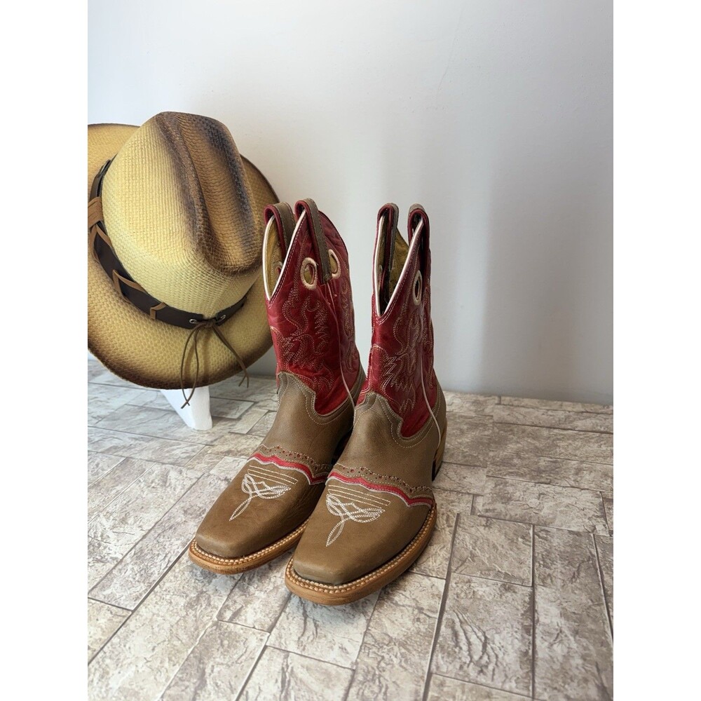 Stephy Big Girl Cowgirl Boots Boots By Lamas Square Toe Brown Leather US 5.5 - Picture 14 of 16
